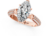 Rose gold Marquise Solitaire Pavé Diamond Engagement Ring with Four-Prong Setting_140