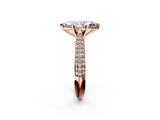 Rose gold Marquise Solitaire Pavé Diamond Engagement Ring with Four-Prong Setting_141