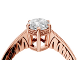 Rose gold Marquise Solitaire Pavé Diamond Milgrain Engagement Ring with Four-Prong Setting_10