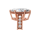 Rose gold Marquise Solitaire Pavé Diamond Milgrain Engagement Ring with Four-Prong Setting_11