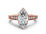 Rose gold Marquise Solitaire Pavé Diamond Milgrain Engagement Ring with Four-Prong Setting_6