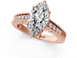 Rose gold Marquise Solitaire Pavé Diamond Milgrain Engagement Ring with Four-Prong Setting_7