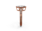 Rose gold Marquise Solitaire Pavé Diamond Milgrain Engagement Ring with Four-Prong Setting_8