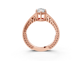 Rose gold Marquise Solitaire Pavé Diamond Milgrain Engagement Ring with Four-Prong Setting_9