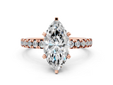 Rose gold Marquise Solitaire Pave Diamond Engagement Ring with Four-Prong Setting_334