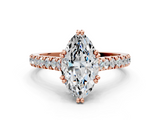 Rose gold Marquise Solitaire Pave Diamond Engagement Ring with Prong Setting_33
