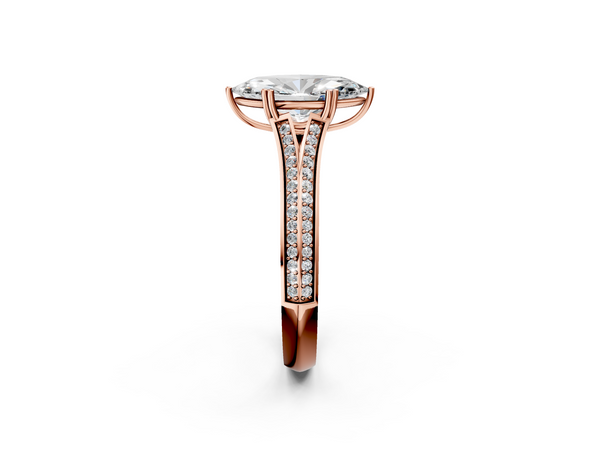 Rose Gold Marquise Split Shank Pave Engagement Ring Setting