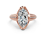 Rose gold Marquise Solitaire Pave Split Shank Ring with Four-Prong Setting_93