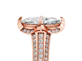 Rose gold Marquise Solitaire Pave Split Shank Ring with Four-Prong Setting_98