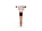 Rose gold Marquise Solitaire Princess Side Stone Engraved Band Prong Setting Ring_5