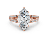 Rose gold Marquise Solitaire Split Shank Pavé Diamond Engagement Ring_321