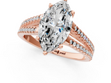 Rose gold Marquise Solitaire Split Shank Pavé Diamond Engagement Ring_322