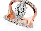 Rose gold Marquise Solitaire Split Shank Pave Diamond Ring_50