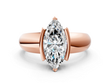 Rose gold Marquise Solitaire Tension Set Diamond Ring with Wide Band_20
