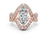 Rose gold Marquise Solitaire Twist Band Pavé Diamond Engagement Ring_33