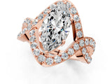 Rose gold Marquise Solitaire Twist Band Pavé Diamond Engagement Ring_34
