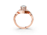 Rose gold Marquise Solitaire Twist Band Pavé Diamond Engagement Ring_36