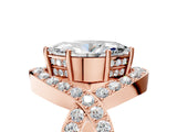 Rose gold Marquise Solitaire Twist Band Pavé Diamond Engagement Ring_38