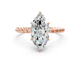 Rose gold Marquise Solitaire Twist Band Ring with Four-Prong Setting_68