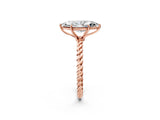 Rose gold Marquise Solitaire Twist Band Ring with Four-Prong Setting_70