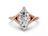 Rose gold Marquise Solitaire Twist Band Six-Prong Setting 1