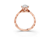 Rose gold Marquise Solitaire Twist Band with Leaf Prong Setting 4