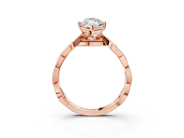 Rose Gold Marquise Twisted Engagement Ring Setting with Accented Crossover Band