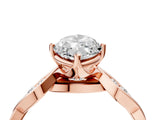 Rose gold Marquise Solitaire Twist Band with Leaf Prong Setting 5