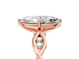 Rose gold Marquise Solitaire Twist Band with Leaf Prong Setting