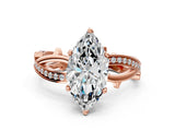 Rose gold Marquise Solitaire Twist Band with Pavé Accents and Four-Prong Setting_32
