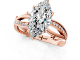 Rose gold Marquise Solitaire Twist Band with Pavé Accents and Four-Prong Setting_33