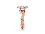Rose gold Marquise Solitaire Twist Band with Pavé Accents and Four-Prong Setting_34
