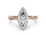 Rose gold Marquise Solitaire Twist Band with Pavé Diamonds and Four-Prong Setting_84