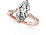 Rose gold Marquise Solitaire Twist Band with Pavé Diamonds and Four-Prong Setting_85