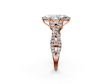 Rose gold Marquise Solitaire Twist Band with Pavé Setting and Four-Prong Setting_26