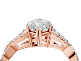 Rose gold Marquise Solitaire Twist Band with Pavé Setting and Four-Prong Setting_28