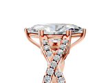 Rose gold Marquise Solitaire Twist Band with Pavé Setting and Four-Prong Setting_29