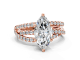 Rose gold Marquise Solitaire Twist Band with Pavé Setting and Four-Prong Setting_72
