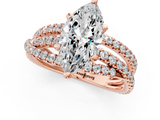 Rose gold Marquise Solitaire Twist Band with Pavé Setting and Four-Prong Setting_73