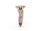 Rose gold Marquise Solitaire Twist Band with Pavé Setting and Four-Prong Setting_74