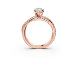 Rose gold Marquise Solitaire Twist Band with Pavé Setting and Four-Prong Setting_75