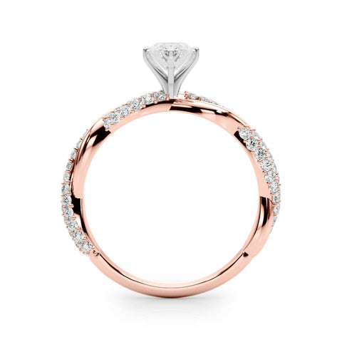 Rose gold Marquise Solitaire Twist Band with Pave Prong Setting 2