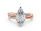 Rose gold Marquise Solitaire Twist Band with Pave Prong Setting_55