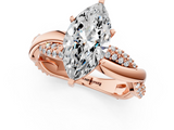 Rose gold Marquise Solitaire Twist Band with Pave Prong Setting_56