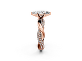 Rose gold Marquise Solitaire Twist Band with Pave Prong Setting_57