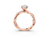 Rose gold Marquise Solitaire Twist Band with Pave Prong Setting_58