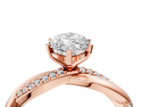 Rose gold Marquise Solitaire Twist Band with Pave Prong Setting_59