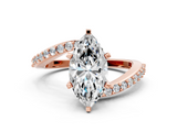 Rose gold Marquise Solitaire Twist Band with Pave Set Diamonds and Four-Prong Setting_114
