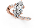 Rose gold Marquise Solitaire Twist Band with Pave Set Diamonds and Four-Prong Setting_115