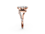 Rose gold Marquise Solitaire Twist Band with Pave Set Diamonds and Four-Prong Setting_116